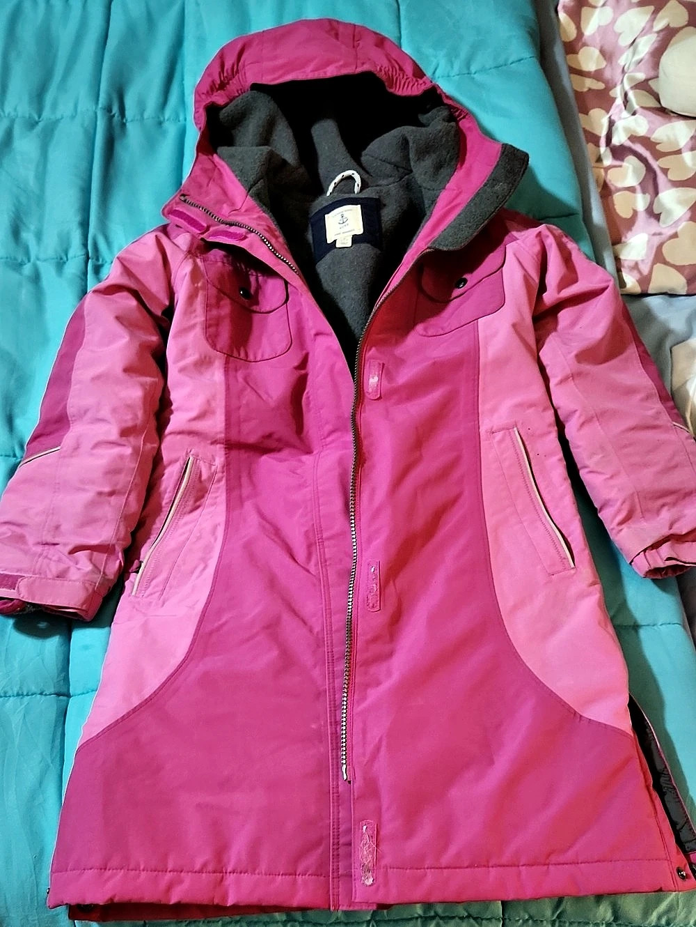 Lands' End Kids Pink Hooded Puffer Jacket